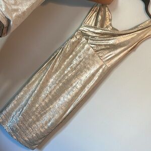 Used 1x gently stop staring dress size 14 with liner one sholder light gold midi